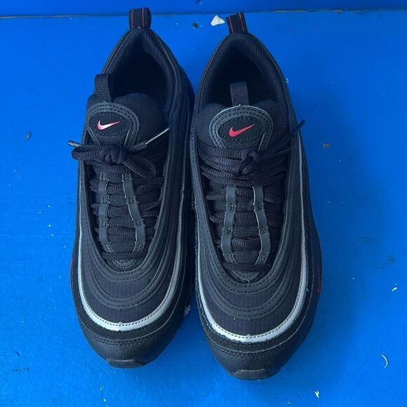 NIKE AIR MAX 97 (GS) BLACK/BLACK-SPORT RED-WHITE Sz:6y - Picture 3 of 6